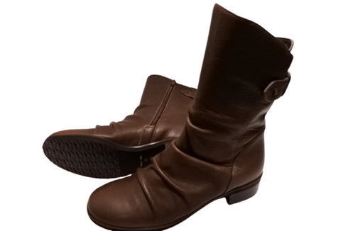 【…AShiOtO A91430 チョコレート】ミドル丈サイドジップ本革ブーツ